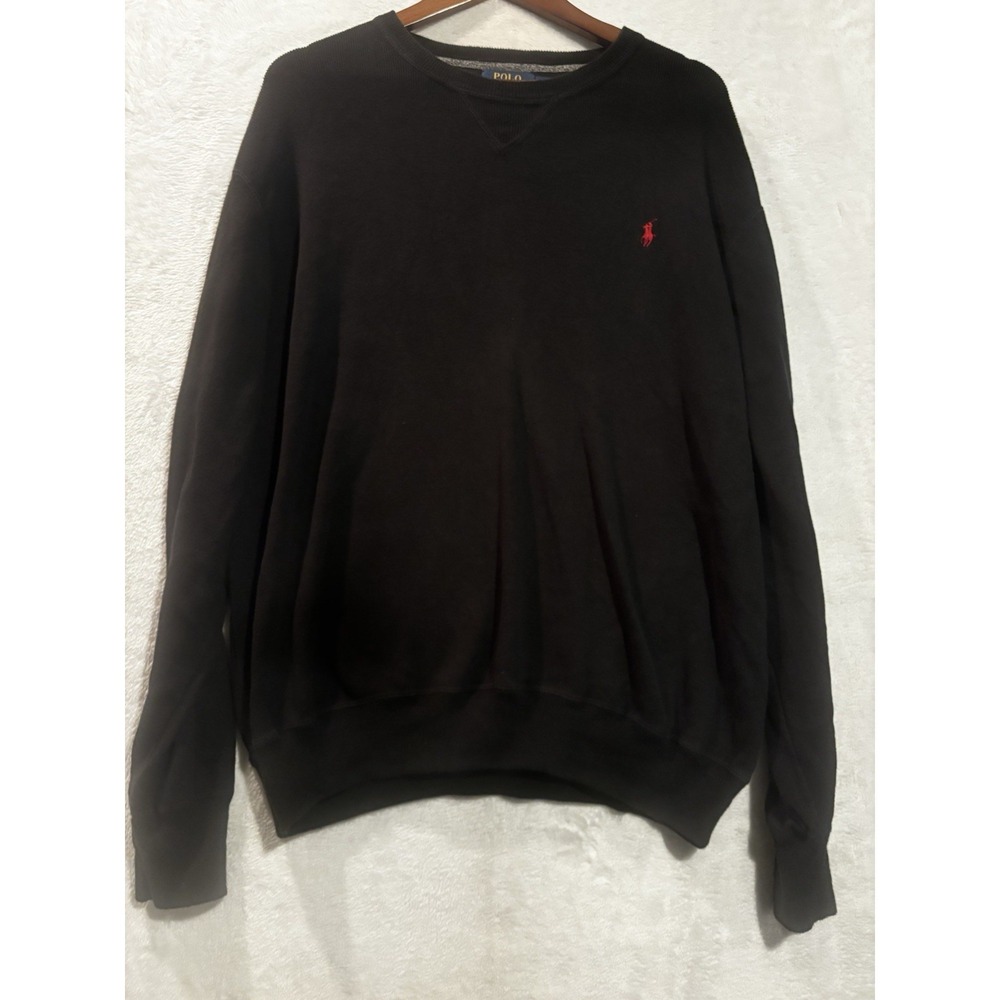 Polo Ralph Lauren‎ Vintage Sweater Mens XXL Black Red Pony Logo